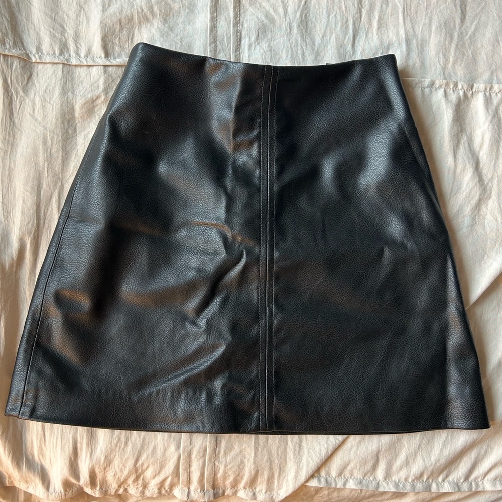 H&M Black Leather Mini Skirt